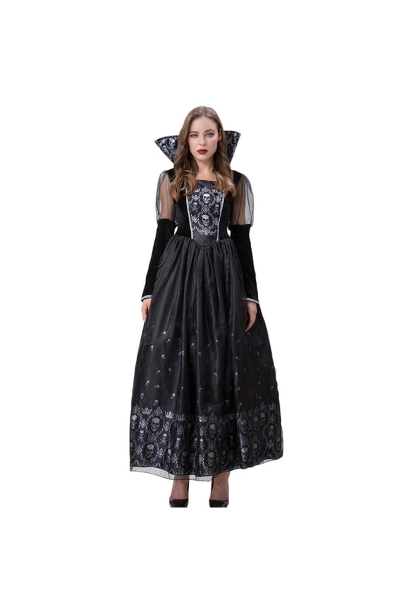 Elegant Gothic Witch Attire for Women Enchanting Halloween Gown with Dramatic Flare Sleeves Black XL