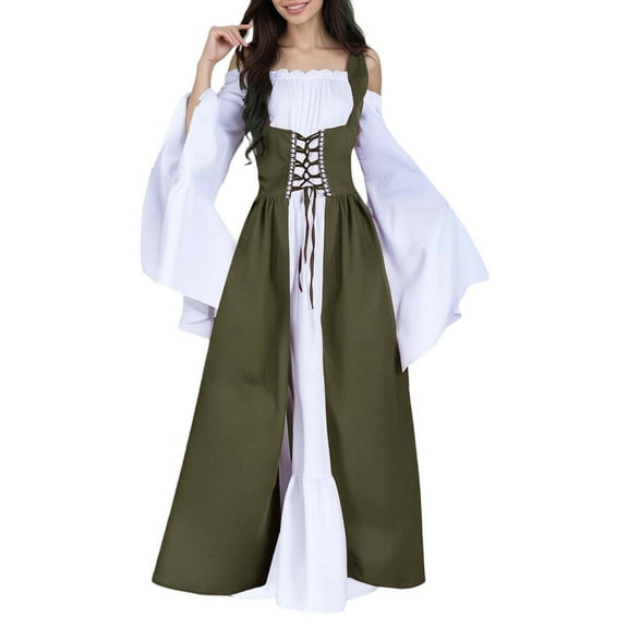 FYEGRE Elegant Gown For Women Historical Formal Corset Dress Attire Light Green A