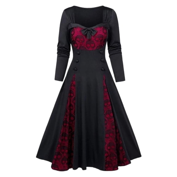 FYEGRE Elegant Gown Lace Maxi Dress For Masquerade Party Evening Formal Events And Themed Celebration Outfit Red XXL
