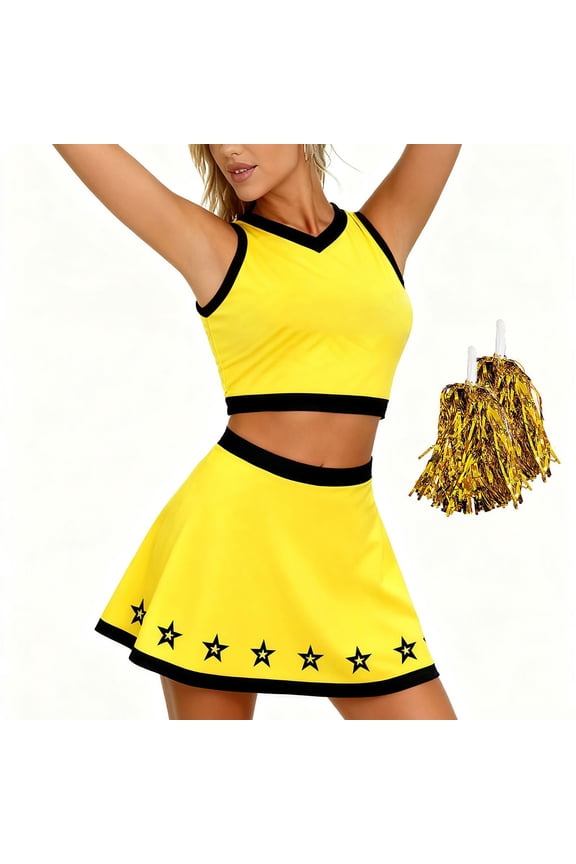 Elegant for Stage Performance Carnival Events School Sports and Cheerleading Outfit Yellow M