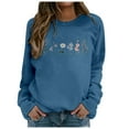 thumbnail image 1 of FYEGRE Flower Graphic Sweatshirt for Women Floral Printed Vintage Long Sleeves Shirt Crewneck Hoodie Loose Pullovers Tops Navy S, 1 of 2