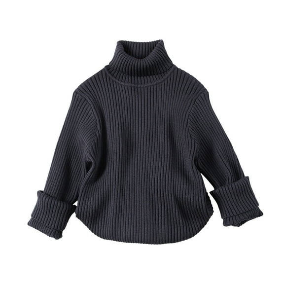 FYEGRE Fluffy Fleece Kids Sweater Neutral Kids Winter Furry Turtleneck Sweater Top Cozy Warm Soft Casual Outfit For Boys And Girls Navy 6-12 Months