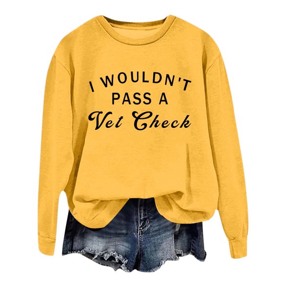 FYEGRE Funny Sweatshirts for Women Sarcastic Shirt Humor Saying Graphic Pullover Casual Long Sleeve Crewneck Lightweight Top Yellow XL