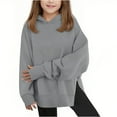 thumbnail image 1 of FYEGRE Girl's Comfort Hooded Top Girls Hooded Pullover Long Sleeve Top With Thumb Holes Hem Soft Comfortable Casual Outerwear For Toddler Youth Grey 13-14 Years, 1 of 6