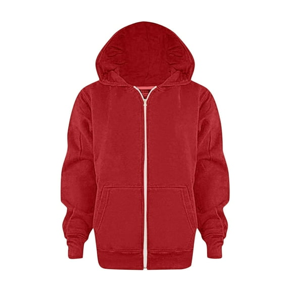 FYEGRE Girl's Leisure Hooded Sweatshirt Girls Long Sleeve Letter Printed Zipper Up Hooded Soft Sweatshirt With Front Pocket Unisex Casual Outerwear For Children Red 3-4 Years