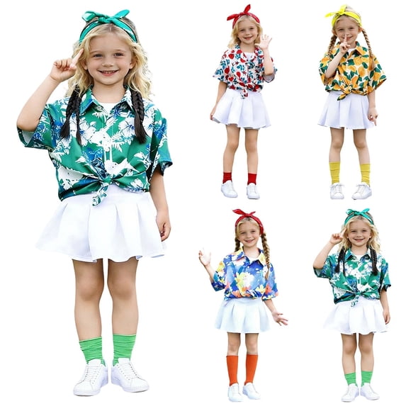 FYEGRE Girls Clothing Set with Short Sleeve Tee, Ruffled Skirt & Socks, Cute Preppy Outfit for School, Playdates, Birthdays & Weekend Trips Green 10-11 Years