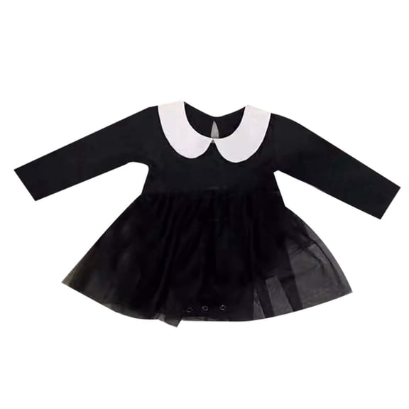 FYEGRE Girls Halloween Long Sleeve Dress for Party and Festive Celebration Black 6-12 Months