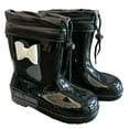 thumbnail image 1 of FYEGRE Girls Lined Rain Boots For Outdoor Play And Everyday Wear With Non- Sole Design Black 6-7, 1 of 2