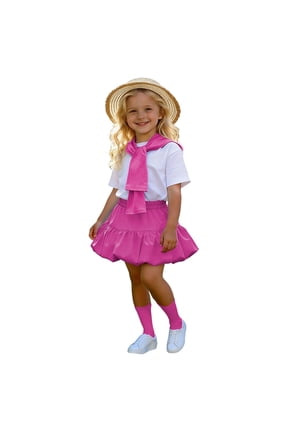 Girls Outfit Set with Short Sleeve Top, Ruffled Skirt & Socks, Cute Sailor Style Ensemble for Playdates, Birthdays & Spring/Summer Hot Pink 12-13 Years