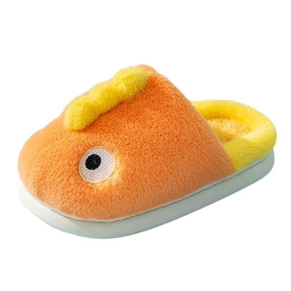 FYEGRE Girls Winter Warm Slippers with Adorable 3D Cartoon Animal Designs for Cozy Indoor Comfort Orange 5-6 Years