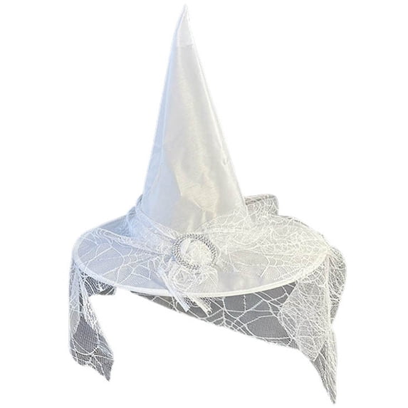 FYEGRE Gothic D Theme Party Witch Hat for Role Play and Court-style White One Size