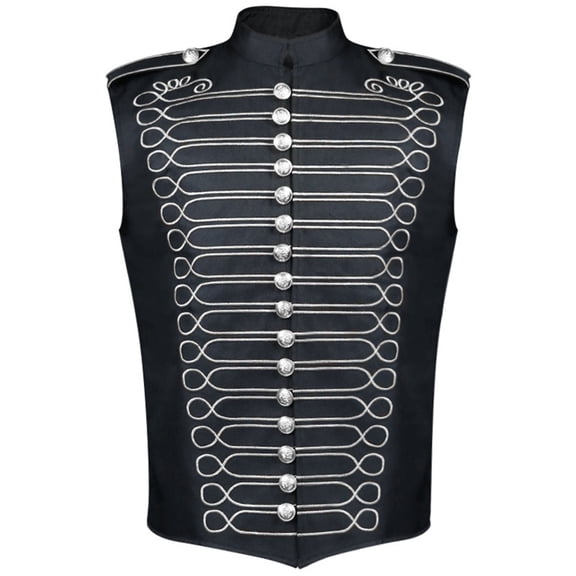 FYEGRE Gothic Drummer Court Style Vest For Stage Performances And Themed Festival Events With Elegant Design Black2 L