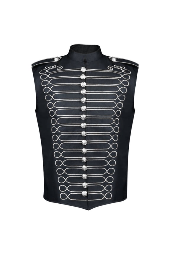 Gothic Drummer Court Style Vest For Stage Performances And Themed Festival Events With Elegant Design Black2 M