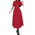 thumbnail image 1 of FYEGRE Gothic Elegant Dress For Halloween Girl Party Gown With Long Sleeves And Flared Skirt Red S, 1 of 9