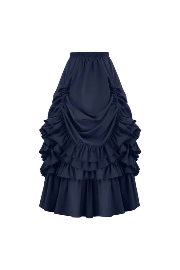 Gothic Skirt Historical Performance Formal Attire Halloween Party Lace Design Navy XL