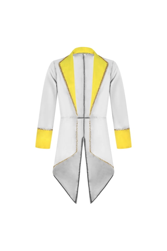 Halloween Male Tuxedo Retro Mid Length Punk Coat for Parties and Themed Events White M