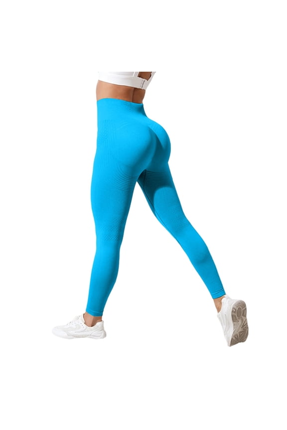 Hidden Scrunch Leggings for Women Amplify Contour Seamless Yoga Pants Compression Gym Workout Booty Lifting Tights Blue M