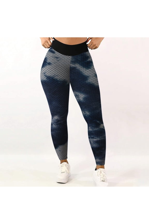 High Waist Ruched Lifting Workout Leggings for Women Stretchy Yoga Pants Comfortable Fitness Apparel Navy S