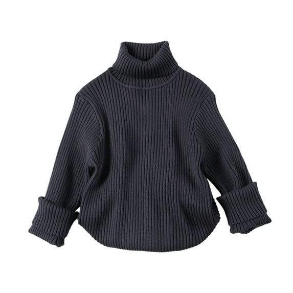 FYEGRE Hypoallergenic Baby Sweater Neutral Kids Winter Furry Turtleneck Sweater Top Cozy Warm Soft Casual Outfit For Boys And Girls Navy 18-24 Months