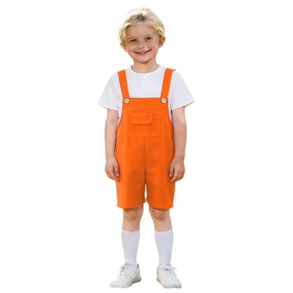 FYEGRE Kids 2-Piece Outfit Set with Short Sleeve T-Shirt & Overall Shorts, Cute Casual Ensemble for Playdates, Birthdays & Spring/Summer Orange 11-12 Years