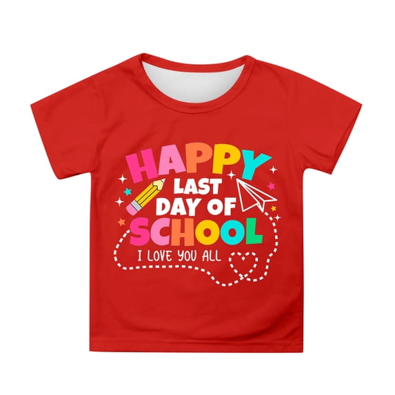 FYEGRE Kids Short Sleeve Graduation Tee, Girls Academic Milestone Celebration Shirt, Youth Casual Top for School Graduation Red 4-5 Years