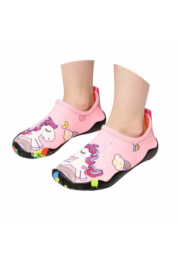 Kids Water Shoes - Toddler to Big Kid - Quick Dry & Non- Aqua Socks, Easy On Swim Shoes for Boys & Girls Beach, Water Park Pink 30