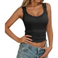 thumbnail image 1 of FYEGRE Lace Camisole Tank Tops for Women V Neck Wide Strap Soft Ribbed Lace Cami Black L, 1 of 6
