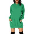 thumbnail image 1 of FYEGRE Ladies' Hooded Sweatshirt Fashionable Women Solid Hooded Sweater Dress with Long Sleeves and Functional Pockets for Casual Comfort and Style Green L, 1 of 5
