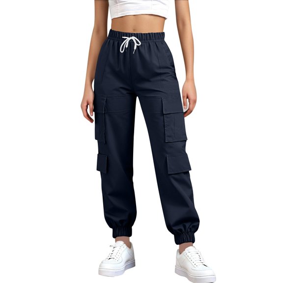 FYEGRE Ladies' Leisure Pants Stylish Women's Everyday Tapered Leg Trousers with Comfortable Fit and Modern Design for Navy L