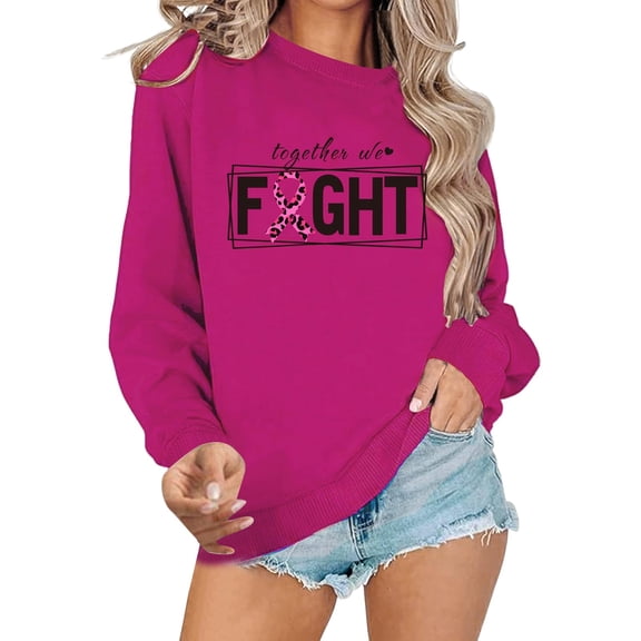 FYEGRE Letter Print Crewneck Sweatshirt Fashion Casual Pullover Top For Fall And Winter Comfortable Soft Long Sleeve Blouse Tunic Shirt Daily Outfits Streetwear Hot Pink XL