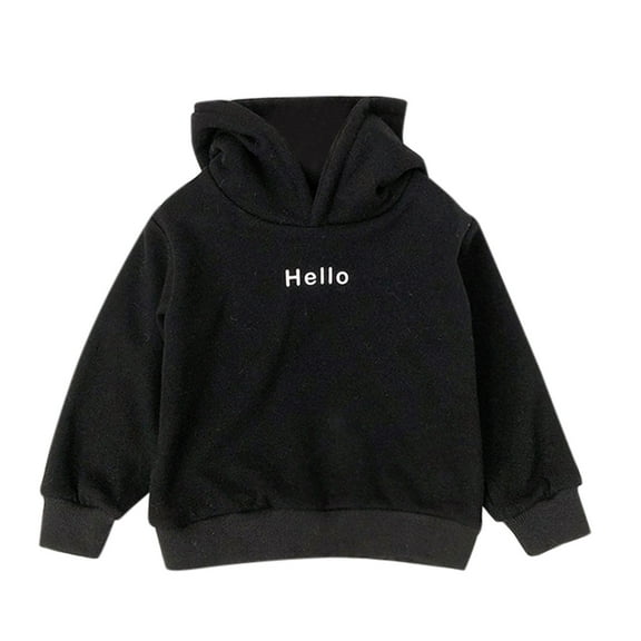 FYEGRE Little Girl's Daily Wear Hoodie Cozy Pullover Hooded Sweatshirt for Toddler Girls with Cute Letter Print Casual Soft Kids Wear Everyday Play Outfit Black 3-4 Years