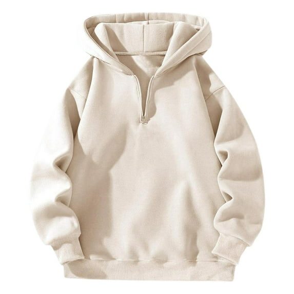 FYEGRE Long Car Ride Women's Hoodie Unisex Zip Front Hooded Sweatshirt Loose Fit Streetwear Casual Pullover Comfortable Athleisure Top Beige M