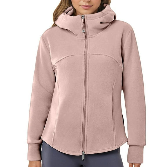FYEGRE Longline Ladies' Hoodie Women Hooded Sweatshirt Winter Warm Lined Pullover Jacket Soft Cozy Thermal Long Sleeve Outdoor Casual Wear Pink L