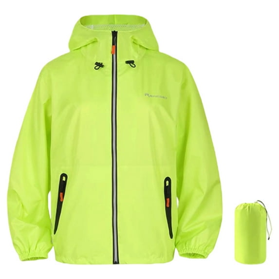 FYEGRE Men's All Weather Breathable Rain Jacket For Outdoor Hiking Cycling Sports Windbreaker Durable Comfort Fit Packable Emergency Gear Green L