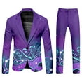thumbnail image 1 of FYEGRE Men's Carnival Suit Two Piece Set Formal Attire With Purple Gold All Over Print Design Purple XXXL, 1 of 6