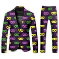 thumbnail image 1 of FYEGRE Men's Carnival Suit Two Piece Set Formal Attire With Purple Gold All Over Print Design Yellow L, 1 of 6