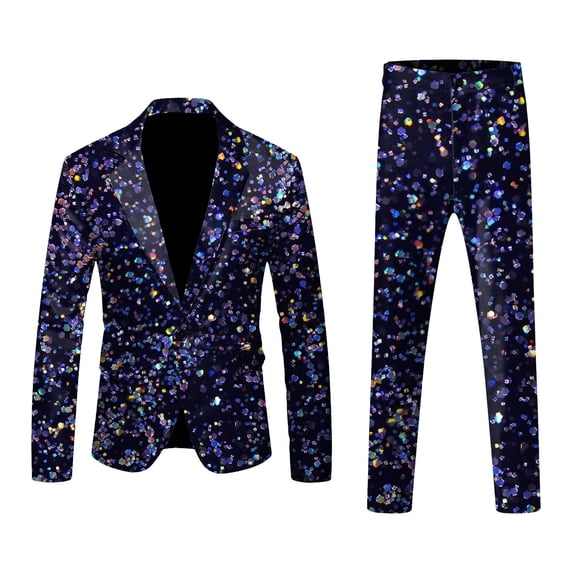 FYEGRE Men's Carnival Suits Men's Fashionable Funny Printed Carnival Casual Suit Jacket with Lapel Button Long Sleeve Design Black XXL