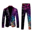 thumbnail image 1 of FYEGRE Men's Carnival Suits Men's Fashionable Funny Printed Carnival Casual Suit Jacket with Lapel Button Long Sleeve Design Blue XL, 1 of 3