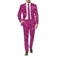 thumbnail image 1 of FYEGRE Men's Carnival Suits Mens Carnival 3D Digital Printed Light Business Suit Set Contemporary Jacket and Trousers Ensemble for Style Hot Pink L, 1 of 6