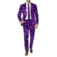 thumbnail image 1 of FYEGRE Men's Carnival Suits Mens Carnival 3D Digital Printed Lightweight Business Suit Set Contemporary Formal Jacket and Trousers Ensemble Purple S, 1 of 5