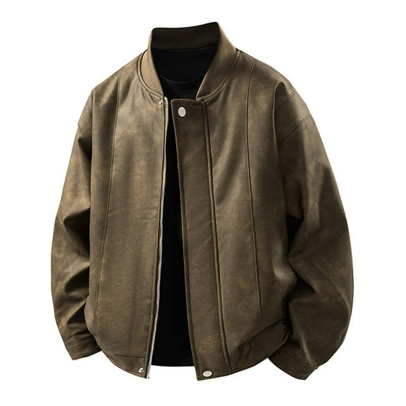 FYEGRE Men's Casual Jacket Slim Fit Winter Coat Stylish Button Front Lightweight Outerwear Comfortable Stretch Fabric For Daily Wear Coffee M