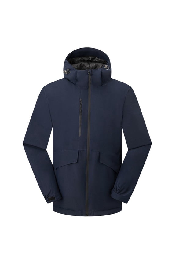 Men's Casual Lined Jacket For Outdoor Daily Wear And Adventure Travel With Hood Comfort Fit Navy S