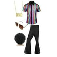 thumbnail image 1 of FYEGRE Men's Disco Performance Outfit Classic Retro Shiny Jumpsuit Elegant Court Style For Stage Show Party Wear Multicolour L, 1 of 4