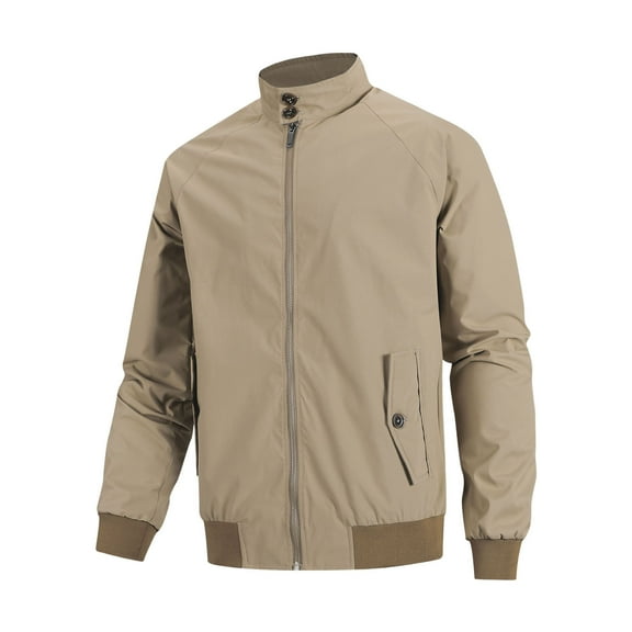 FYEGRE Men's Lightweight Outdoor Windbreaker Softshell Jacket with Full Zip Hooded Design for Daily Streetwear Travel Comfort Khaki XL