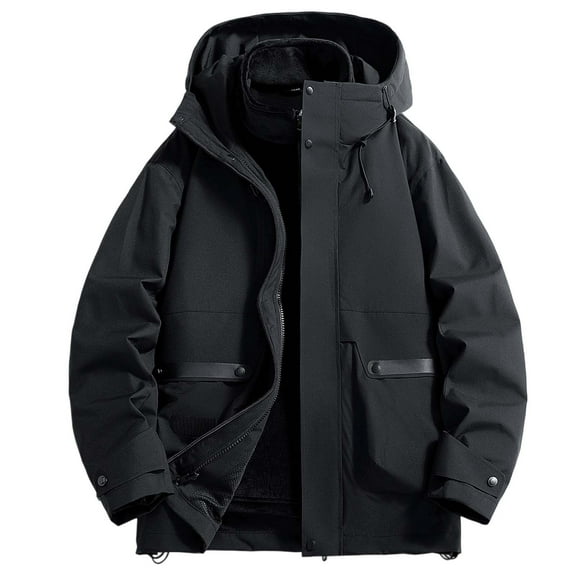 FYEGRE Men's Lightweight Windbreaker Utility Jacket for Outdoor Workwear and Casual Fashion with Loose Fit Comfort in Spring Autumn Seasons Black XXXL