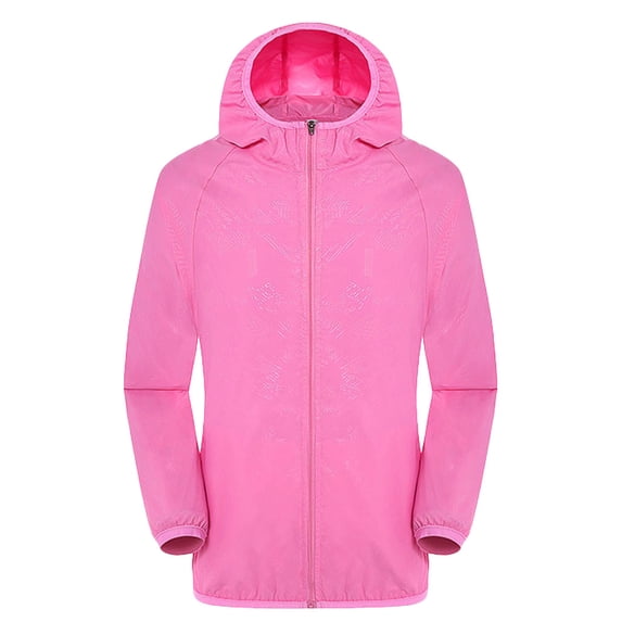 FYEGRE Men's Lightweight Windproof Rainproof Jacket Casual Windbreaker Top Coat for Outdoor Activities Pink XXXL