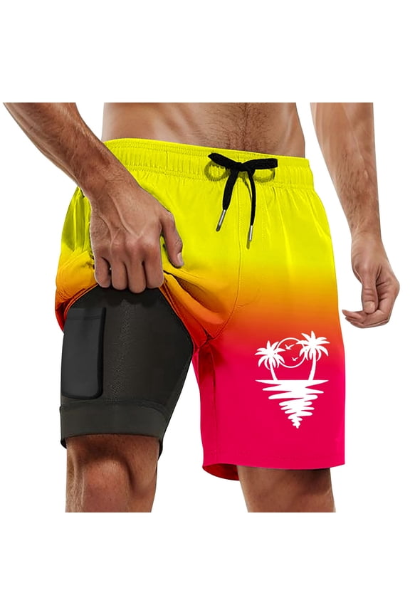 Men's Long Inseam Swim Trunks Quick Dry Board Shorts Modest Coverage Beach Shorts with Elastic Waist Durable Lightweight Fabric for Swimming Beach Watermelon Red S