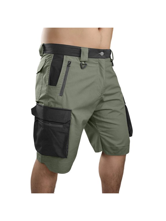 Men's Mountain Bike Shorts Stretch Hiking Cargo Shorts Quick Dry with Zipper Pocket for Bicycle Cycling Casual Golf Green S