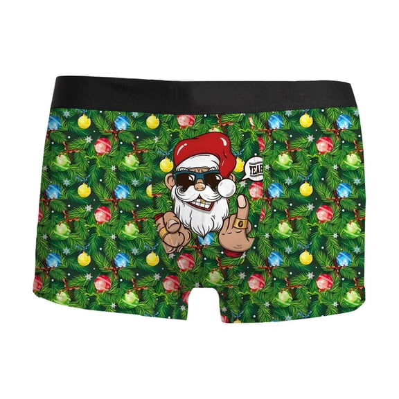 FYEGRE Men's Novelty Boxer Briefs Funny Boxer Shorts Hilarious Gag Gifts Christmas Underwear for Men Green L