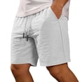 thumbnail image 1 of FYEGRE Men's Summer Casual Shorts Elastic Waist Drawstring Beach Shorts with Pockets Grey S, 1 of 4